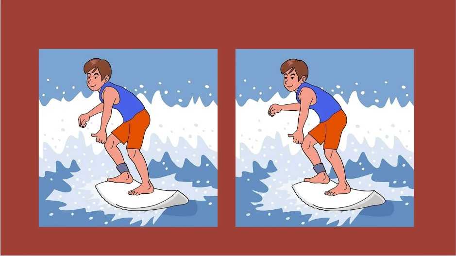 Spot The Differences Between The Surfer Pictures In 17 Seconds